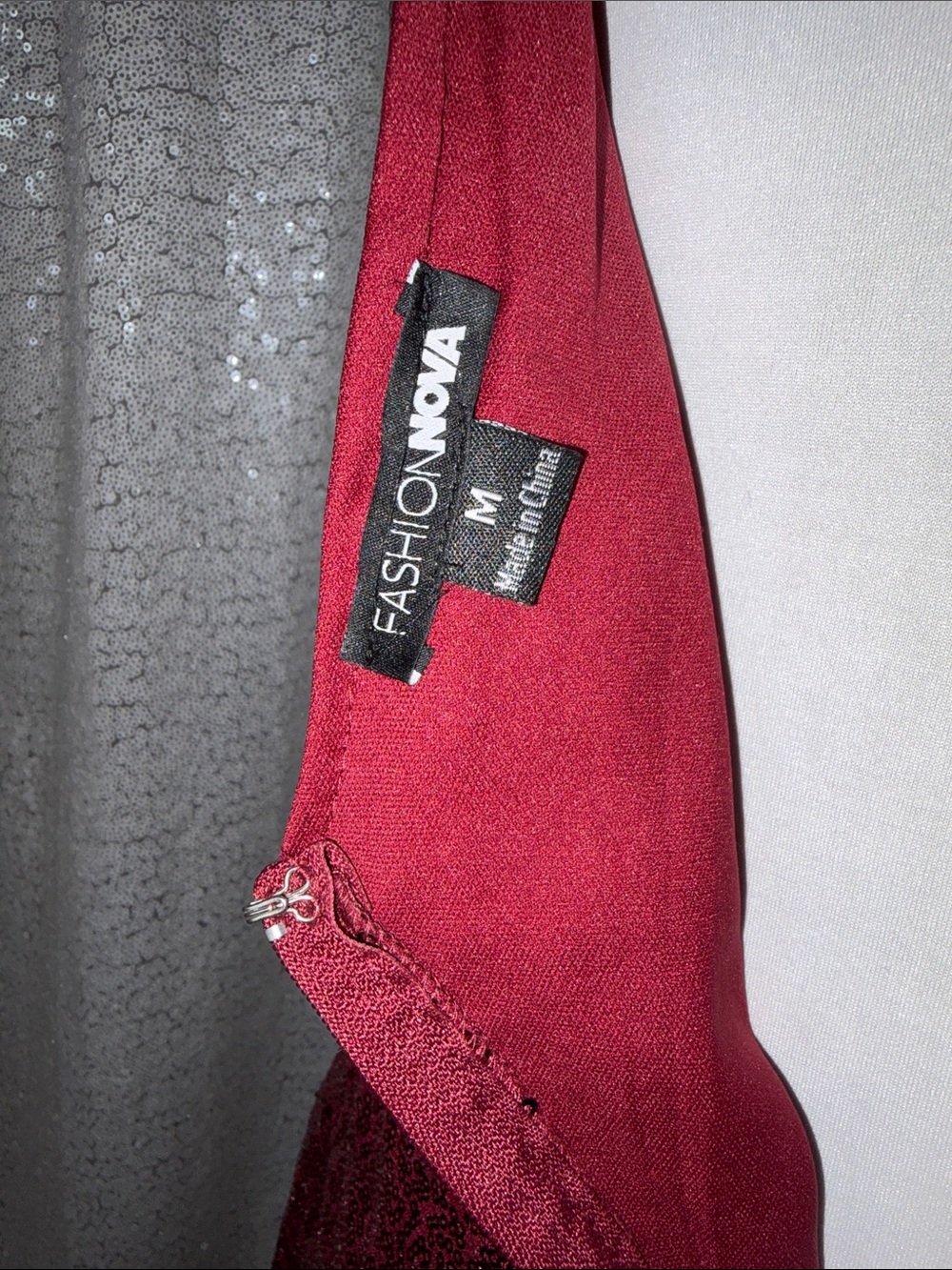 Fashion Nova Red Burgundy Sequin Draped Mini Dress - Picture 4 of 4